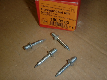 Schlagdübel M6x8x25mm FixPin Beton-Einschlag-Bolzen M6 (Pack á 100 Stück)